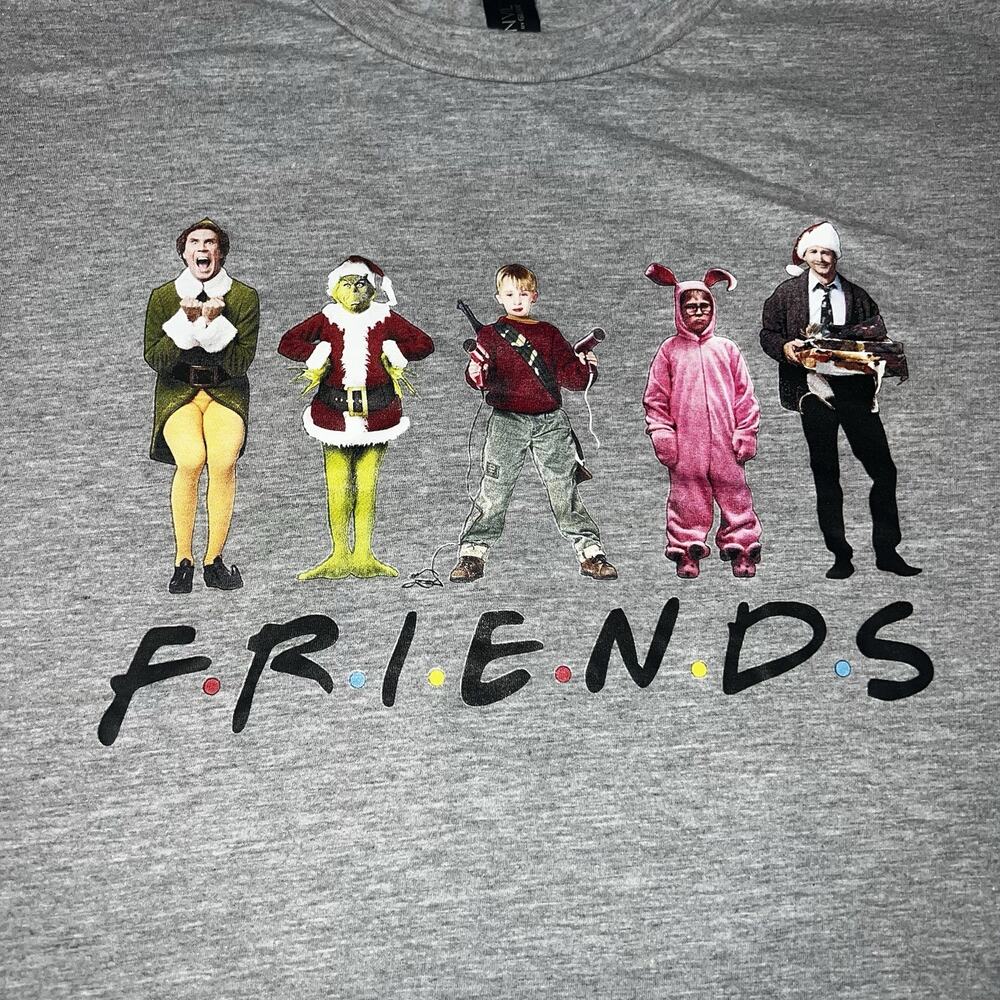 Friends Christmas Movie Characters T-Shirt | Funny Christmas Friends Tee 2XL XXL